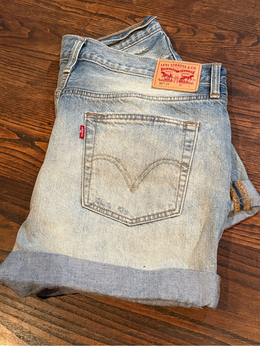 Levi’s 501 Cutoff Denim Shorts W32 Light Wash High Rise Distressed Cuffed